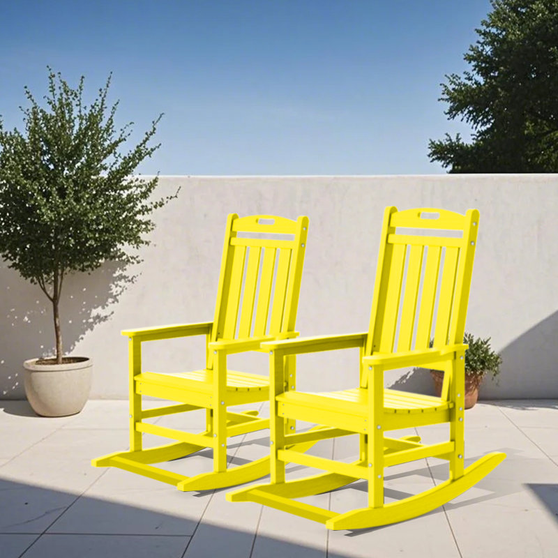 Ensemble de 2 chaises berçantes d'extérieur Hdpe, Jaune