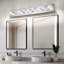 Luminaire de meuble-lavabo de 31 po de style moderne en métal chromé à 5 lumières avec fonction d'éclairage à DEL, abat-jour carrés en acrylique avec installation murale pour une utilisation dans la salle de bain, avec fonction d'éclairage miroir