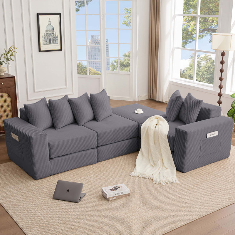 Nouveau canapé modulaire convertible 10-en-1, idéal pour les réunions de famille, sans assemblage, avec rangement et coussins
