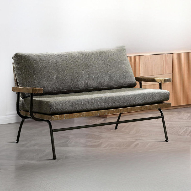Ardizzone Faux Leather Loveseat, Gray Faux Leather