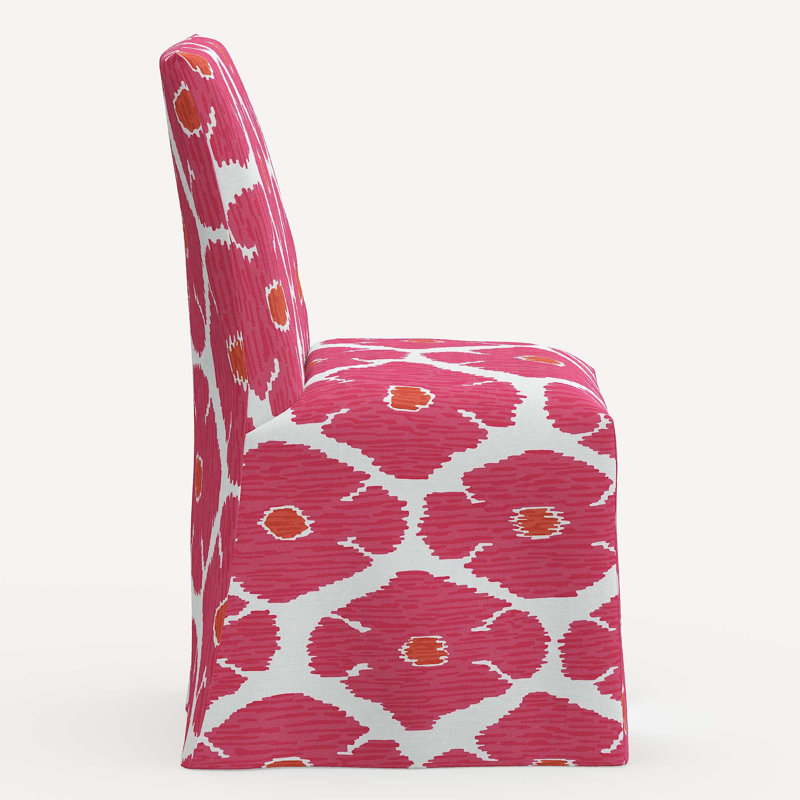 Sadia Slipcover Chair, Jr Poppy Lotus Geometric Linen