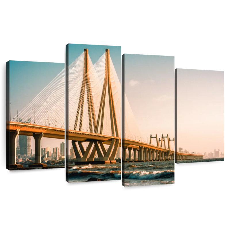 Lilie Bandra-Worli Sea Link au crépuscule, H 42 po x l 68 po