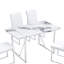 Table de salle à manger rectangulaire de 55 po pour 4 personnes, motif faux marbre, blanc et argent, assemblage simple, bureau à domicile et salon, finition de 55 po, assemblage simple requis,