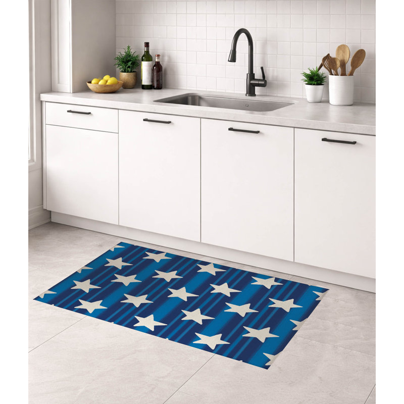 Tapis de cuisine à profil bas Stars & Stripes, Rectangle 4pi x 6 pi, Marine