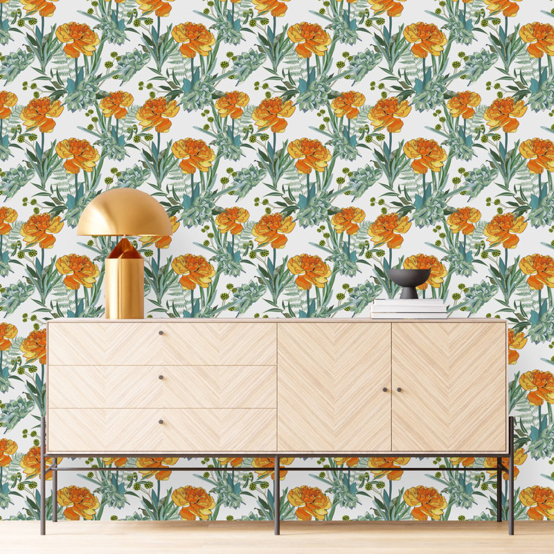 Peel & Stick Floral Tile, 2.08' W x 10.42' L