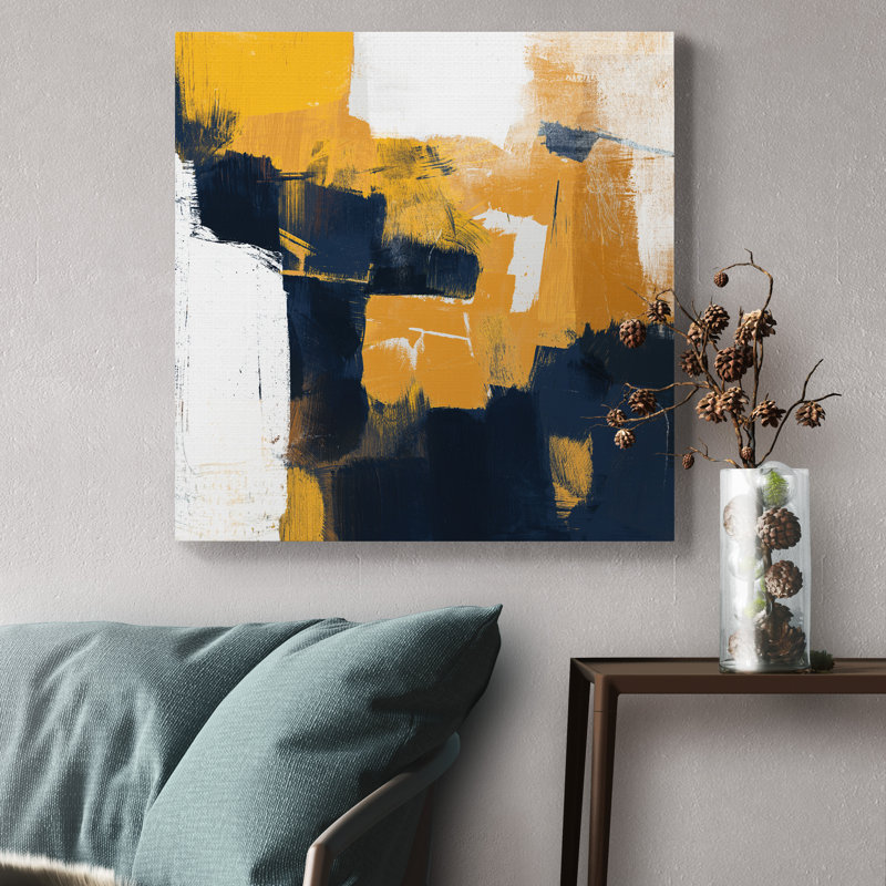 «Navy & Gold I», reproduction sur toile tendue, H 24 po x l 24 po x P 1 po