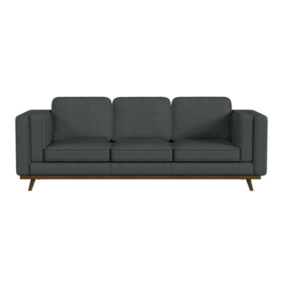 Canapé Adonis Picket House Furnishings à Belfast, gris anthracite avec façade en bois au fini cerisier