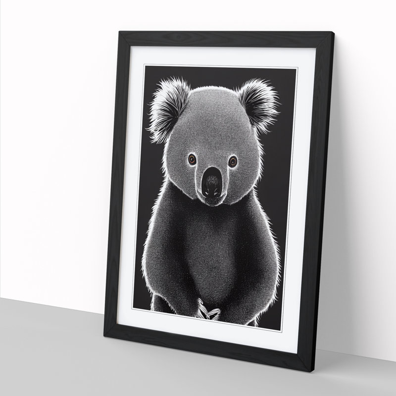 Liban Koala Bear Portrait - Single Picture Frame Print, Black, 34cm H x 25cm W x 1.99cm D