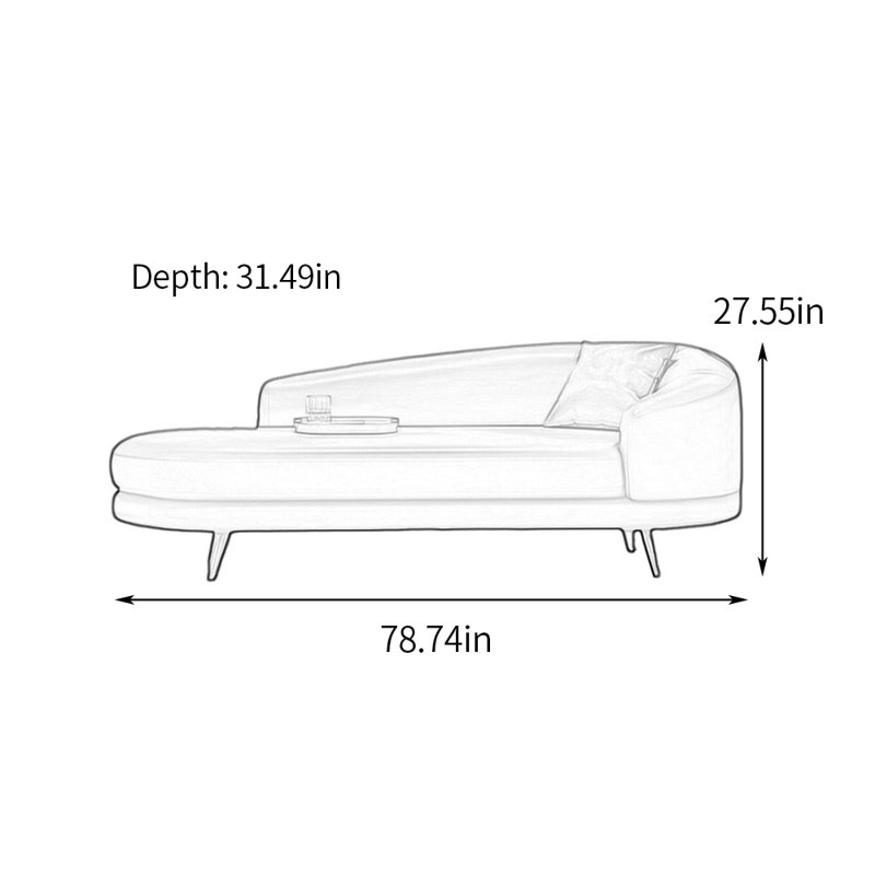 Chaise longue à pieds en métal - Confort spacieux, Accoudoir à droite (vu de face), Vert