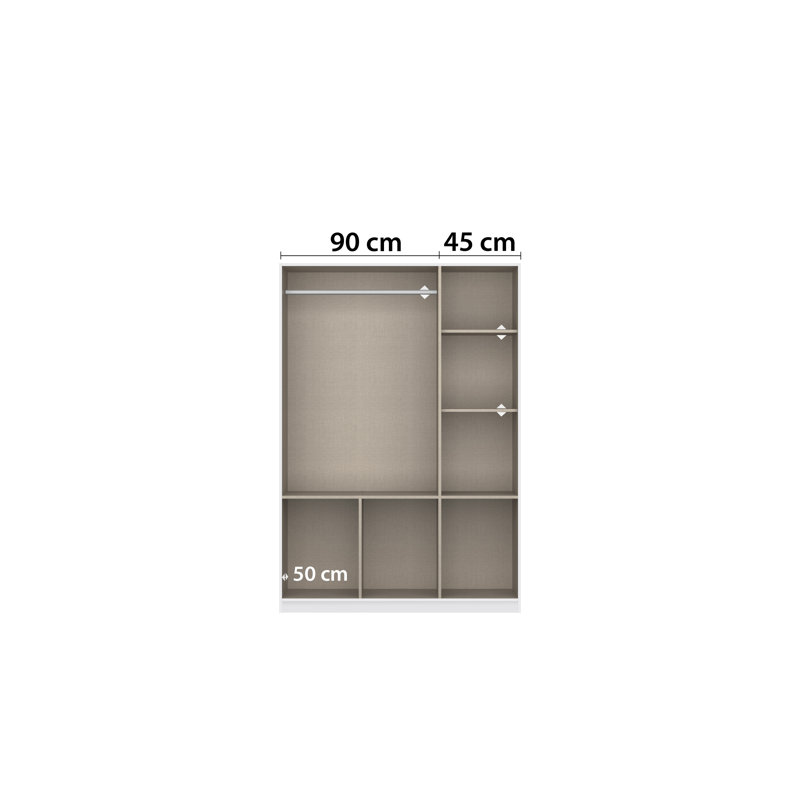 Berlin 3 Hinged Door Wardrobe Front High Gloss 6 Drawer INCL. Delivery and Assembly, White/Brown, 197cm H x 136cm x 54cm D