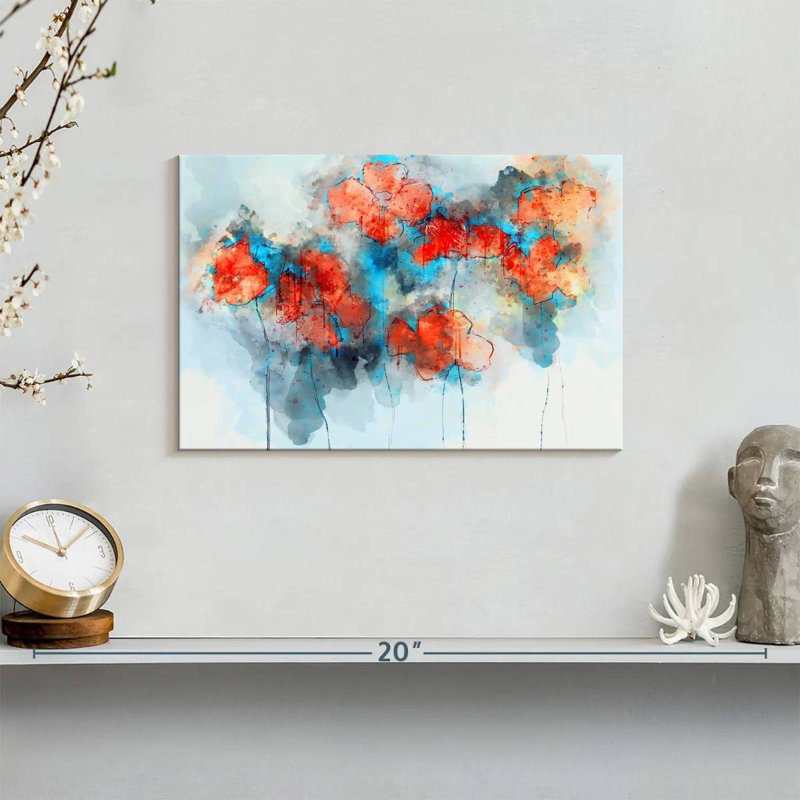 Coquelicots à motif floral abstrait Avery, H 8 po x l 12 po