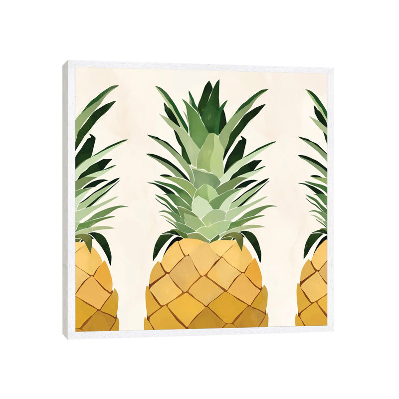 Pineapple Trio by Bria Nicole - Print on Canvas, 66.04 cm H x 66.04 cm W, White Framed Canvas