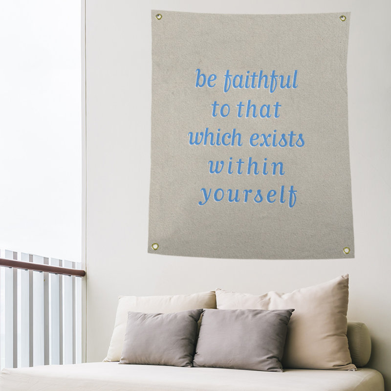 Tapisserie de polyester fidèle à votre quote, H 59 pi x l 50 po, Blanc / bleu contrastant