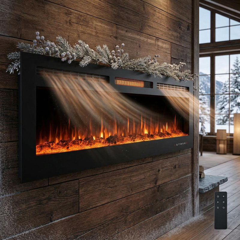 Belfry Heating 183cm W Black Electric Fireplace