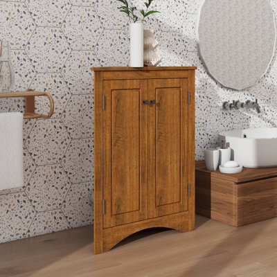 Armoire de coin triangulaire avec tablettes réglables et portes chics