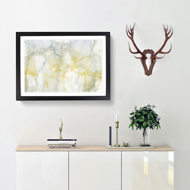 Sunrise Spirit in Abstract - Picture Frame Painting Print, 62cm H x 87cm W x 2cm D, Black Framed