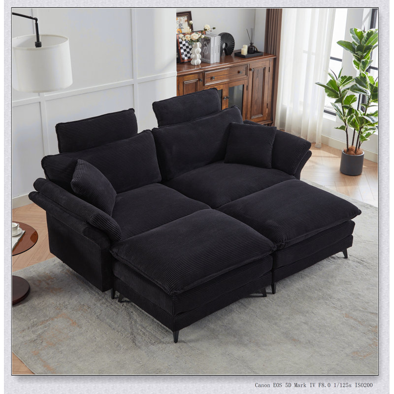 Canapé modulaire à assise profonde 85,8 po, Noir