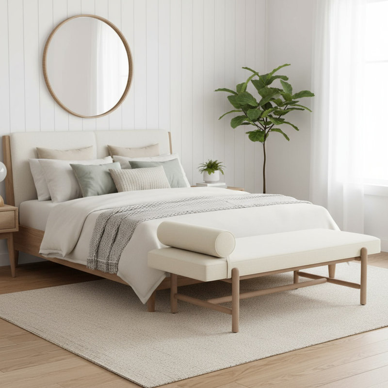 Cellire Bench, Cream, Natural