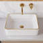 DeerValley 480mm L x 370mm W White/Gold Ceramic Rectangular Sink