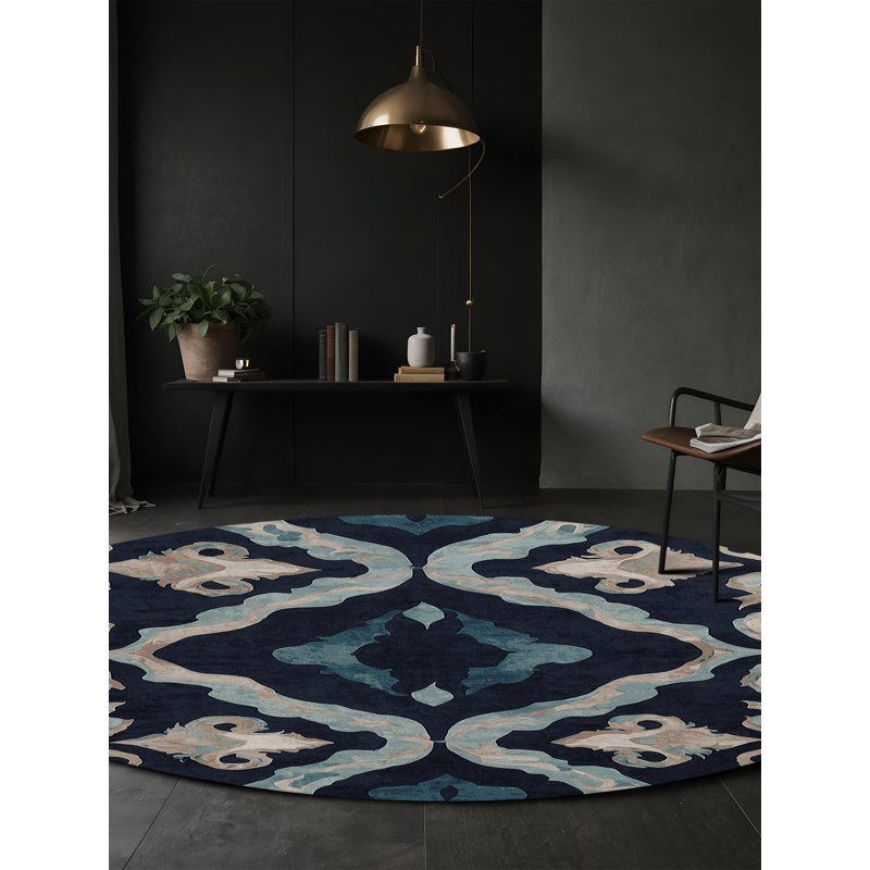 Tapis gris lavable à la machine, Rond 5 pi