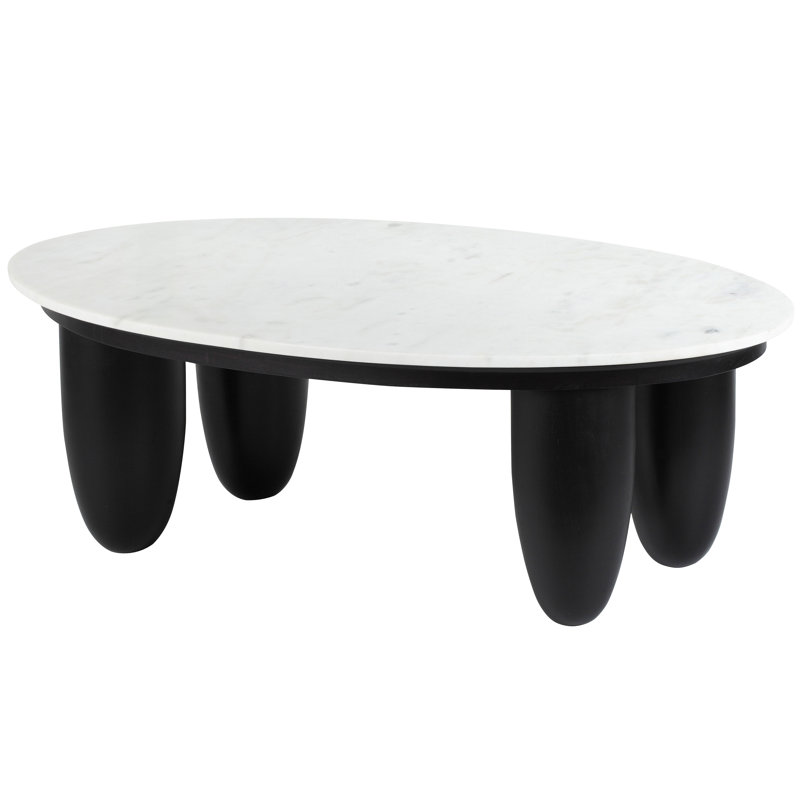Kwamae Marble Top Single Coffee Table, Black