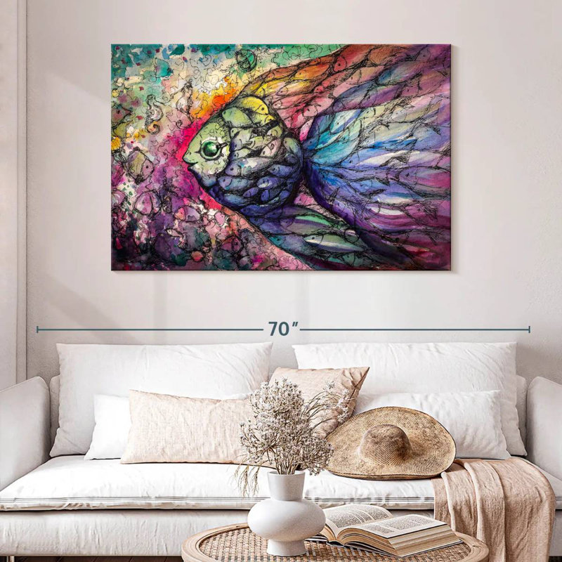 Brampt Abstract Rainbow Fish, 32" H x 48" W