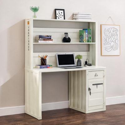 Bureau d'écriture à 1 porte avec rehausse en fer blanc et surface de travail rectangulaire