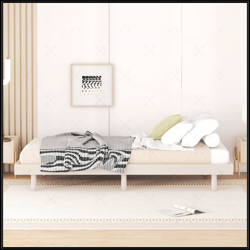 Base de lit plateforme flottante de conception moderne, Blanchies, Lit simple
