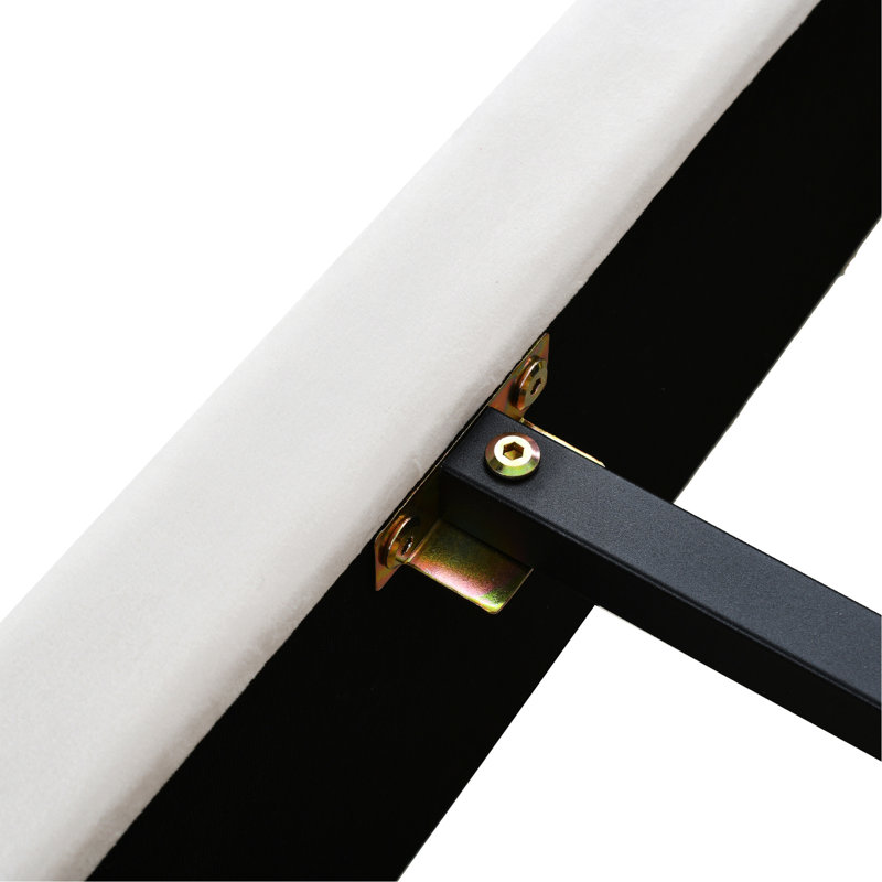 Grand lit tapissier en velours beige
