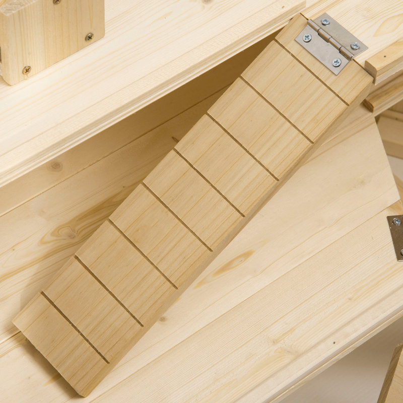 Maison de jeu en bois avec hamster et cage à 3 niveaux avec plateau, scies à bascule, bouteille d'eau, centre d'activités, naturel