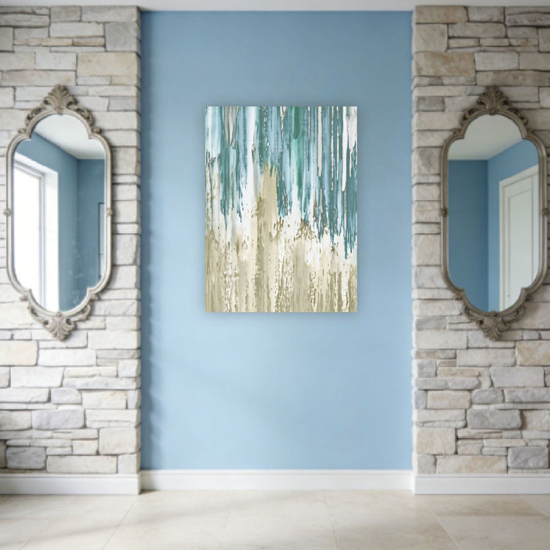 «Rustic Blue Waterfall», art mural non encadré, L 36 po x l 24 po
