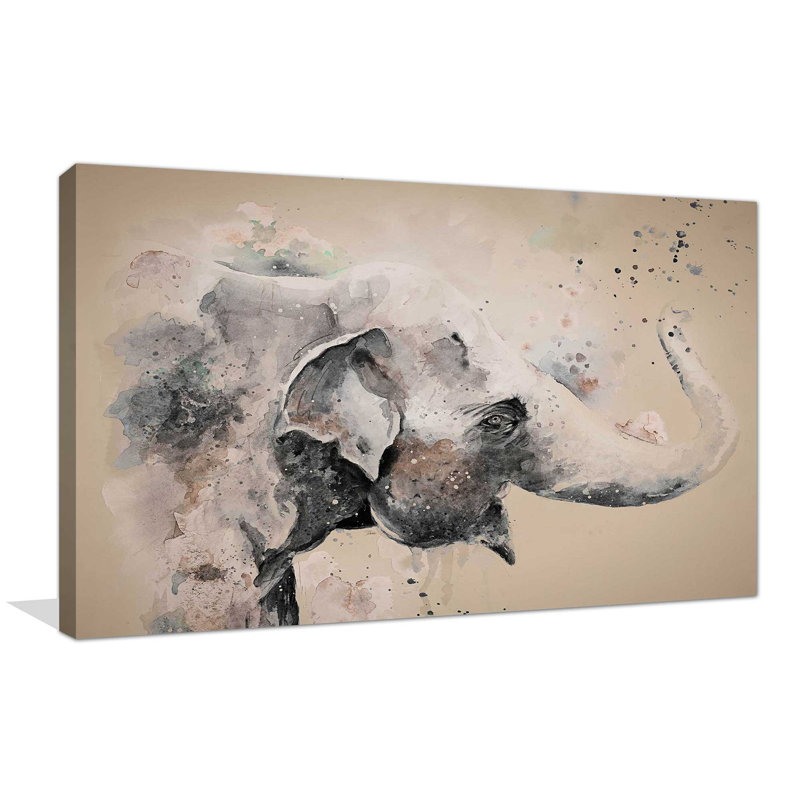 «Sandstone Elephant», reproduction de peinture à l'aquarelle, H 18 po x l 30 po x P 1 po, Toile tendue