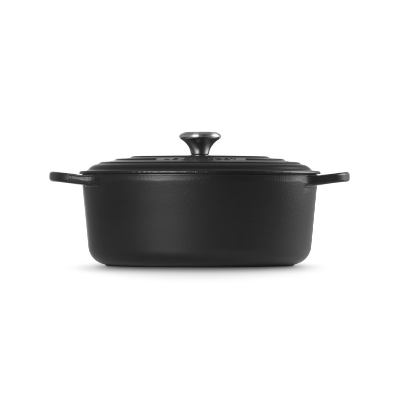 Le Creuset Enameled Cast Iron Oval Dutch Oven with Lid, Licorice, 6.75 quarts