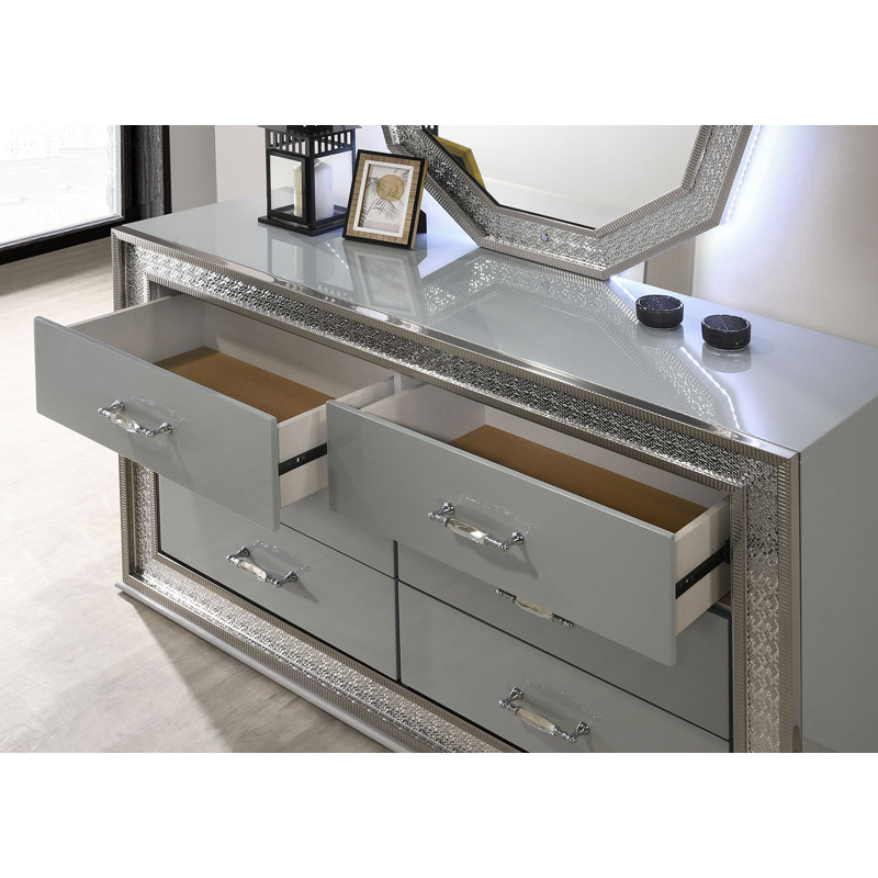Commode Cassiopeia Glam, gris métallique
