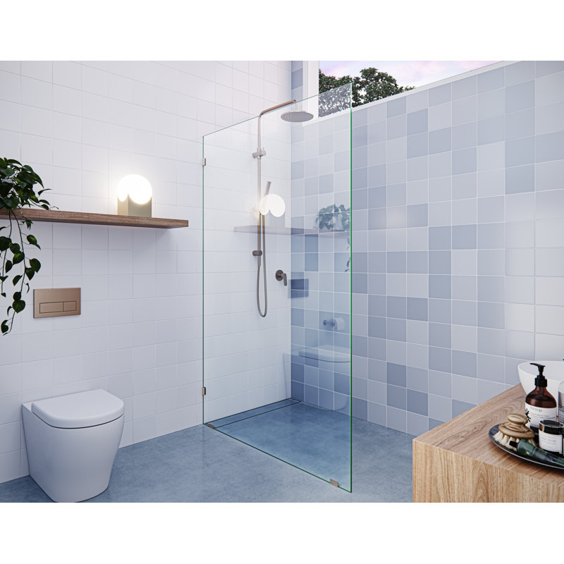 Vela 47 in. x 78 in. Fully Frameless Single Fixed Shower Panel, Brushed Bronze