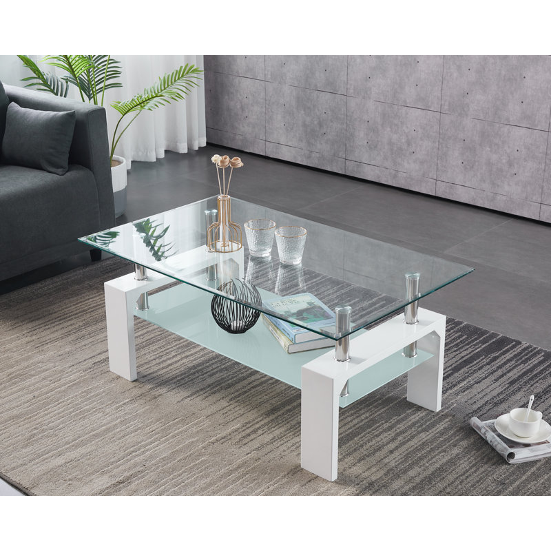 Timsbury Four Leg Coffee Table with Storage, White
