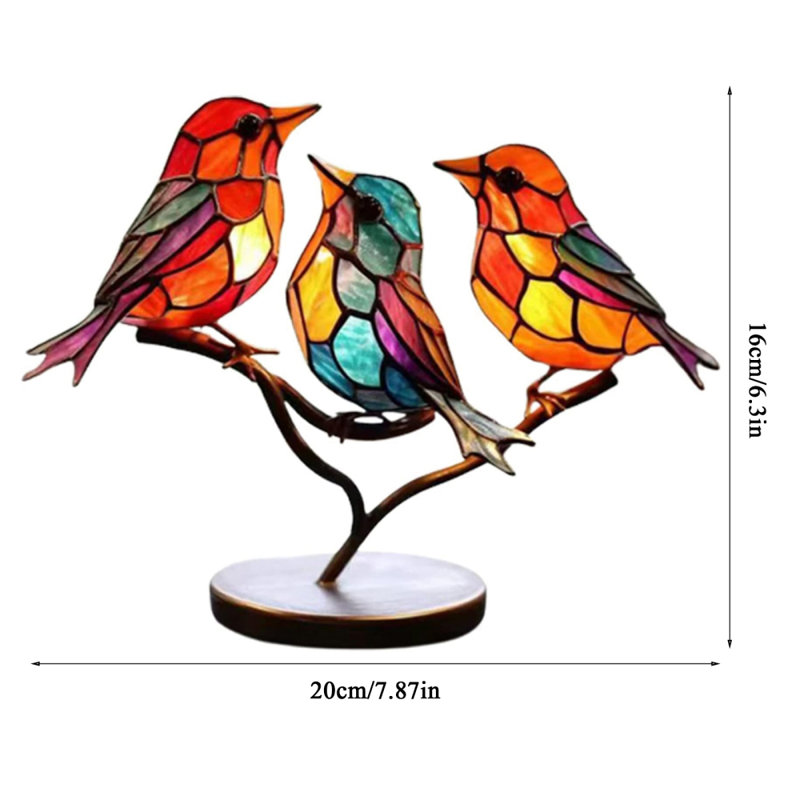 Ornement de statue d'oiseaux colorés