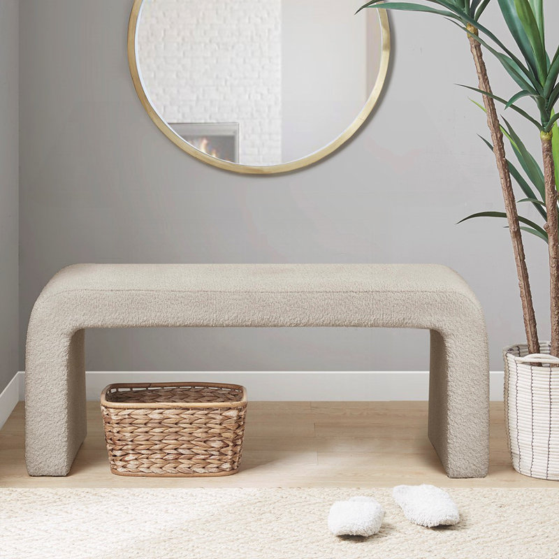 Beige Boucle Waterfall Bench