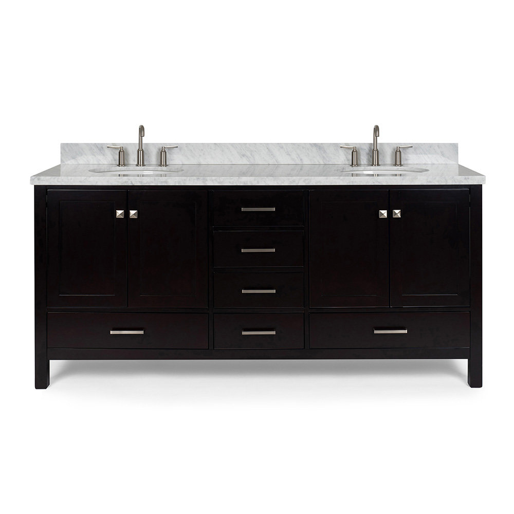 Amariani 73'' Double Bathroom Vanity with Carrara Marble Top Latitude Run® Base