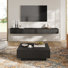 Blosse Floating TV Stand with 39.37'' Square Coffee Table Set, Fully Assembled