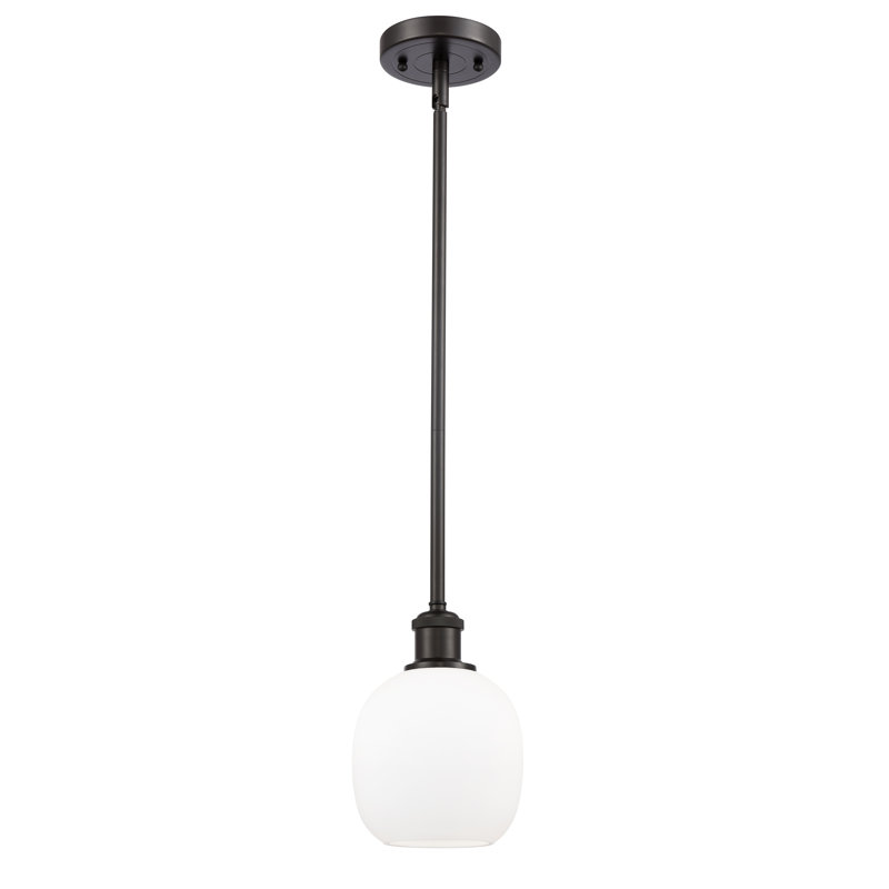Luminaire suspendu sphérique 1 lumière Carlucci, Bronze huilé, Ampoule non incluse, Blanc mat