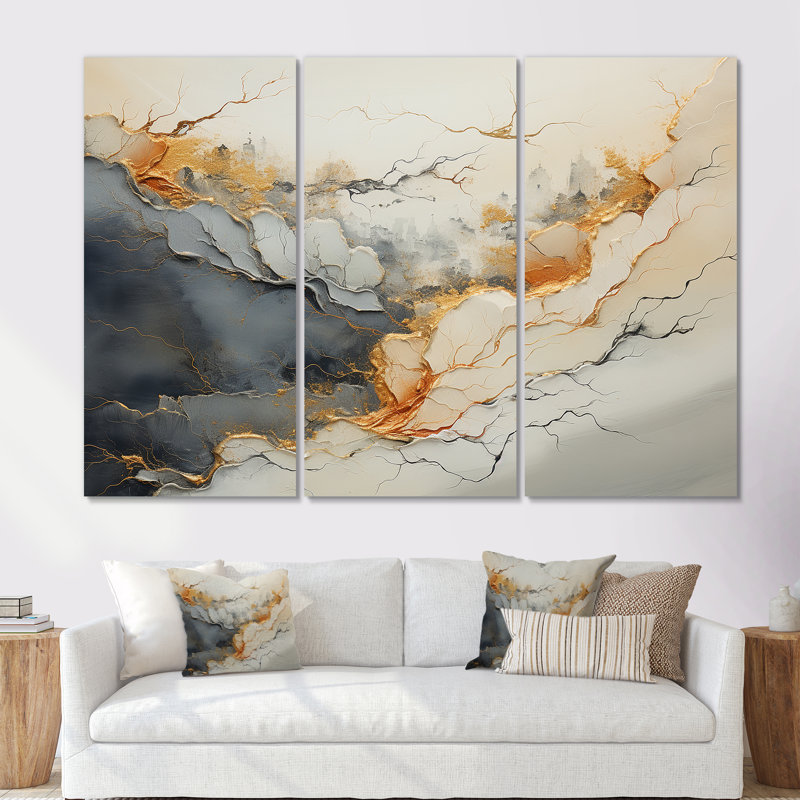 Minimalisme River Mountain Wonders - Ensemble de décoration murale River Mountain, Toile tendue, H 32 po x l 48 po x P 1 po