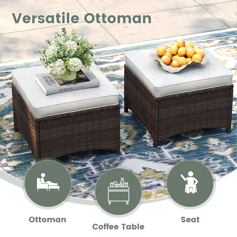 patio wicker ottoman, Sand