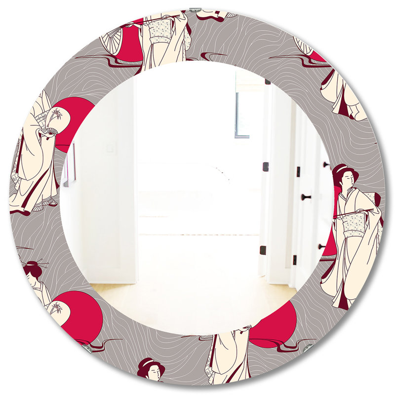 Miroir décoratif japonais Geisha, H 31,5 po x l po