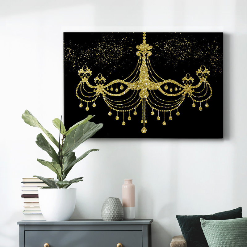 Toile tendue avec galerie Golden Chandelier, H 24 po x l 36 po