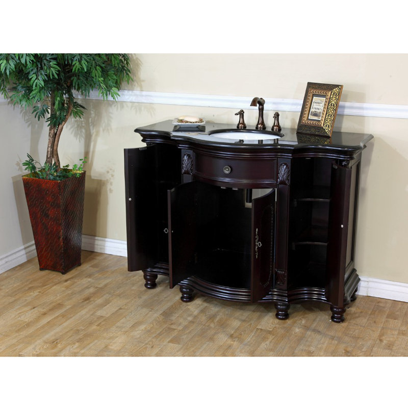 Ensemble de meuble-lavabo simple 48 po Espey, Acajou foncé, Noir galaxie