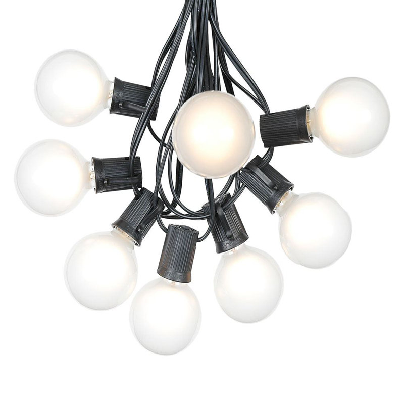 Lumières de chaîne globe de jardin 125 lumières 100 pi. patio, Blanc givré, Brun