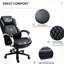 Fauteuil de bureau en noir pour grand et grand, avec hauteur réglable, siège pivotant à haut dossier pivotant et coutures en losange, noir, 360 °