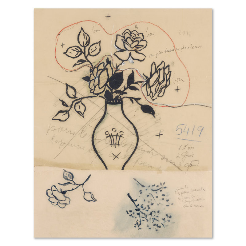 Tres Roses Print by Paule Marrot, Unframed, 54" H x 42" W x 1.25" D