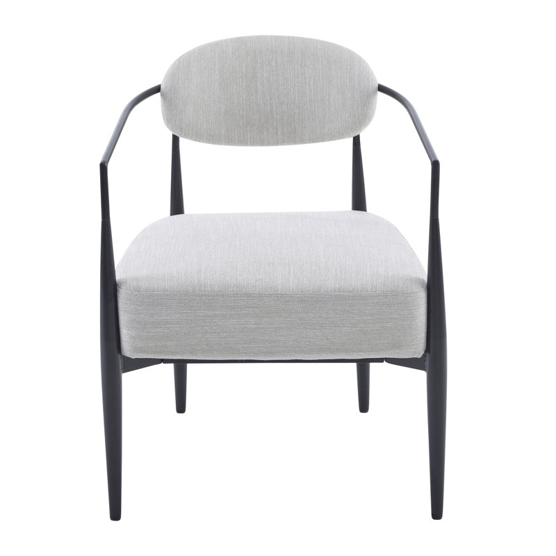 Fauteuil d'appoint rembourré Mid-Century, Beige/noir